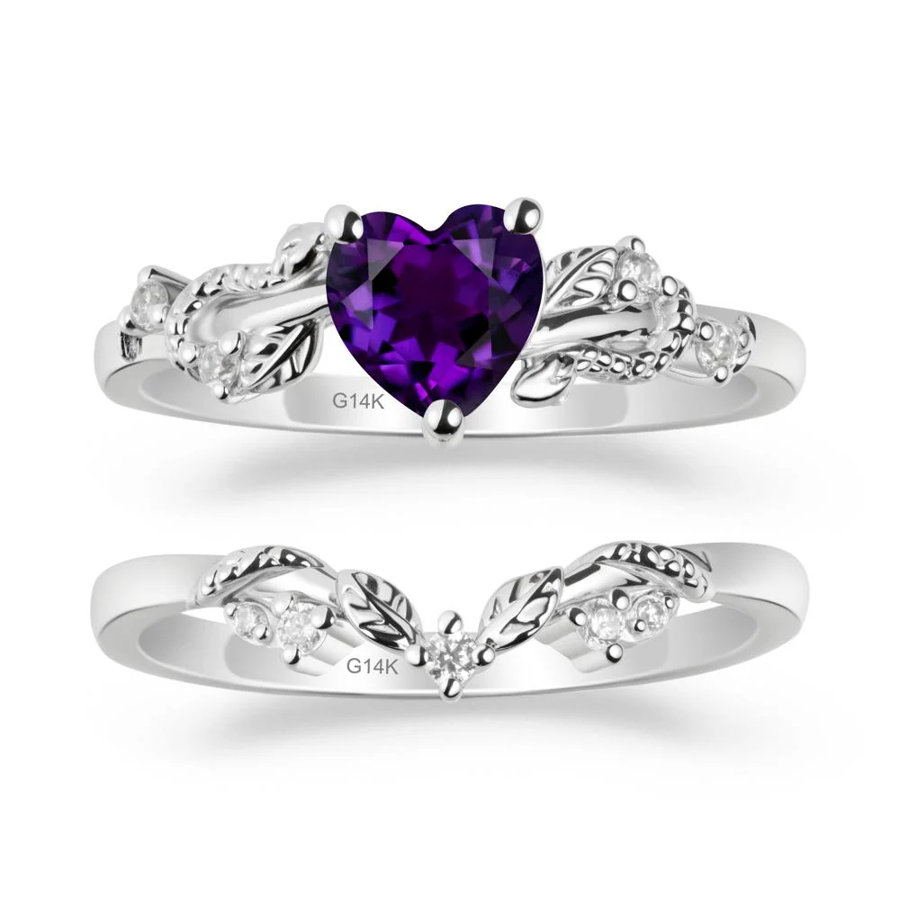 Leaf Design Amethyst Ring Set - Image 2
