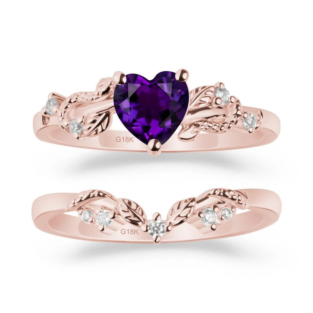 Leaf Design Amethyst Ring Set - Image 4
