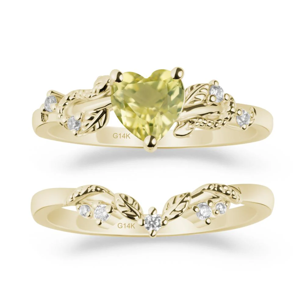 Leaf Design Lemon Quartz Ring Set - Image 3