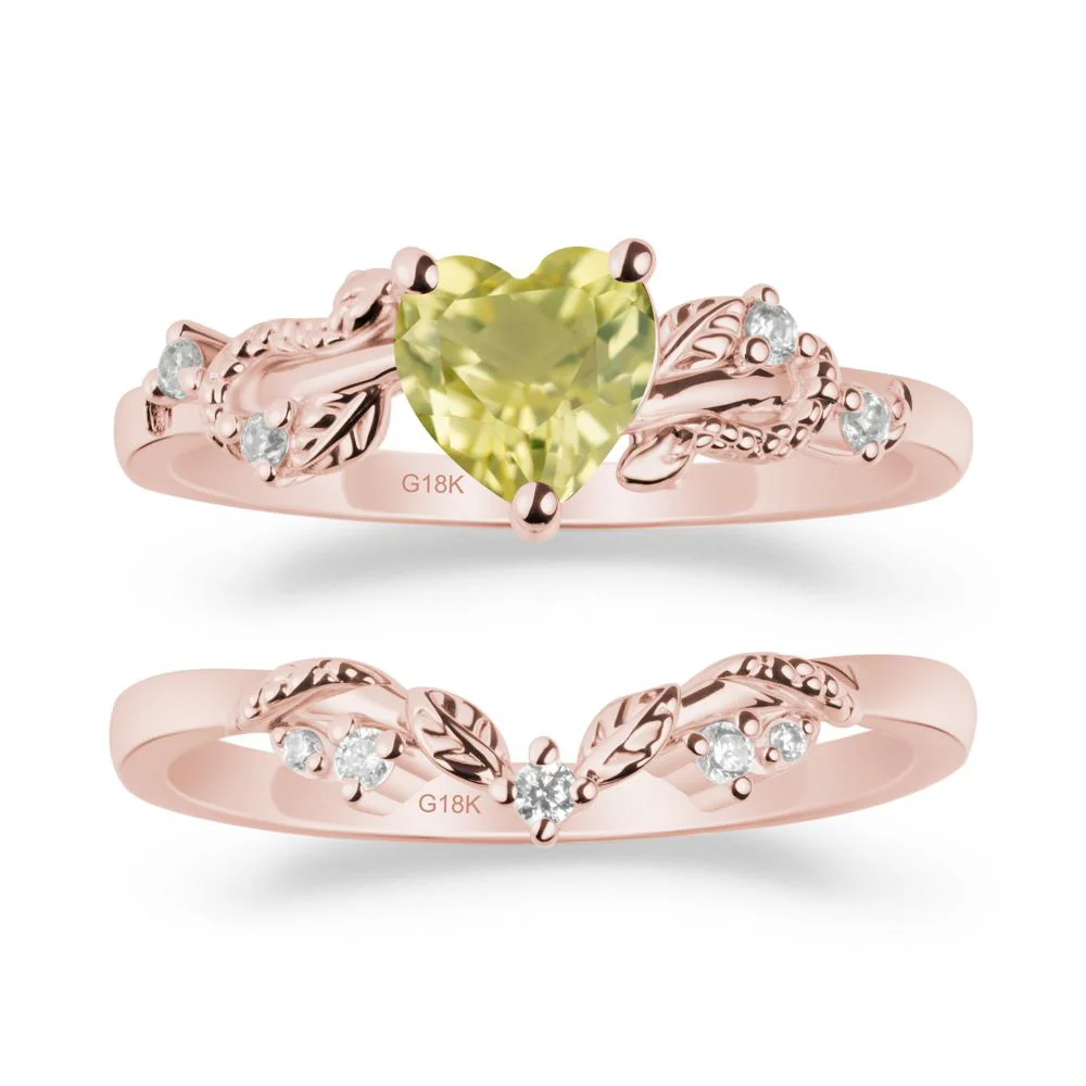Leaf Design Lemon Quartz Ring Set - Image 4