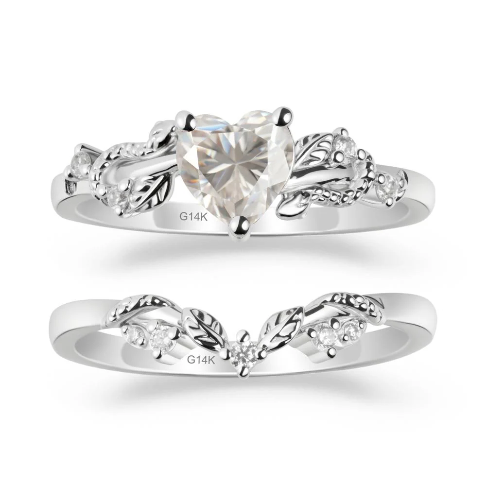 Leaf Design Moissanite Ring Set - Image 2