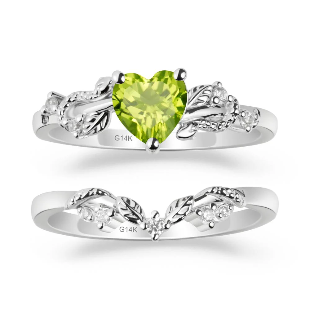 Leaf Design Peridot Ring Set - Image 2