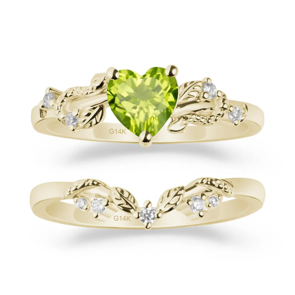 Leaf Design Peridot Ring Set - Image 3