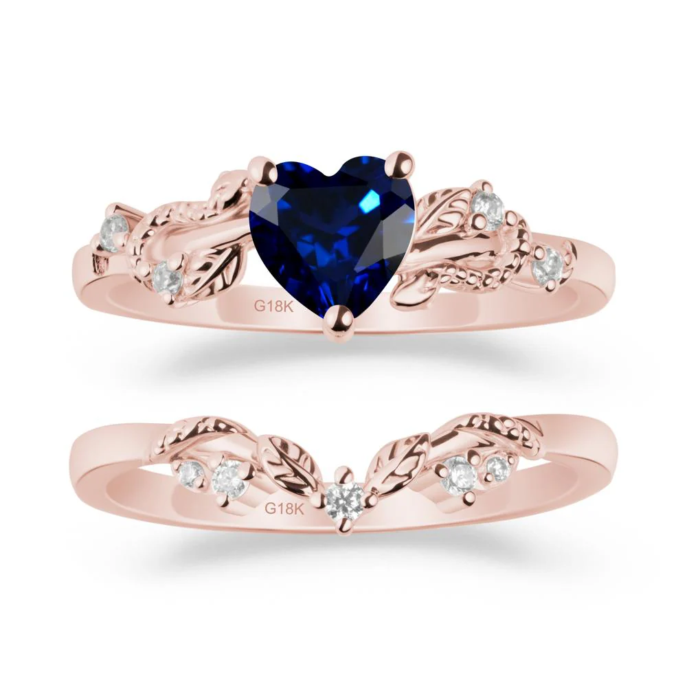 Leaf Design Sapphire Ring Set - Image 4