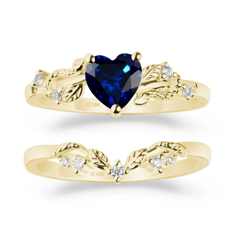 Leaf Design Sapphire Ring Set - Image 6