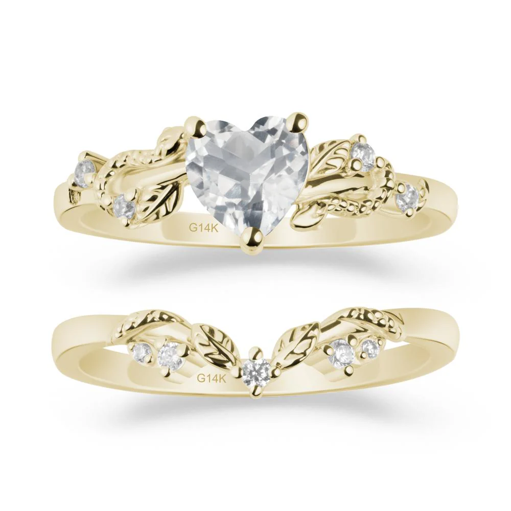 Leaf Design White Topaz Ring Set - Image 3
