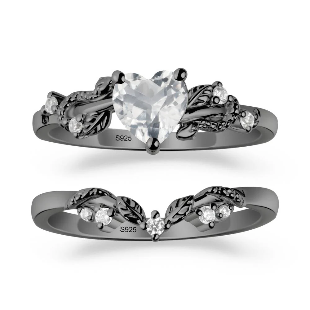 Leaf Design White Topaz Ring Set - Image 7