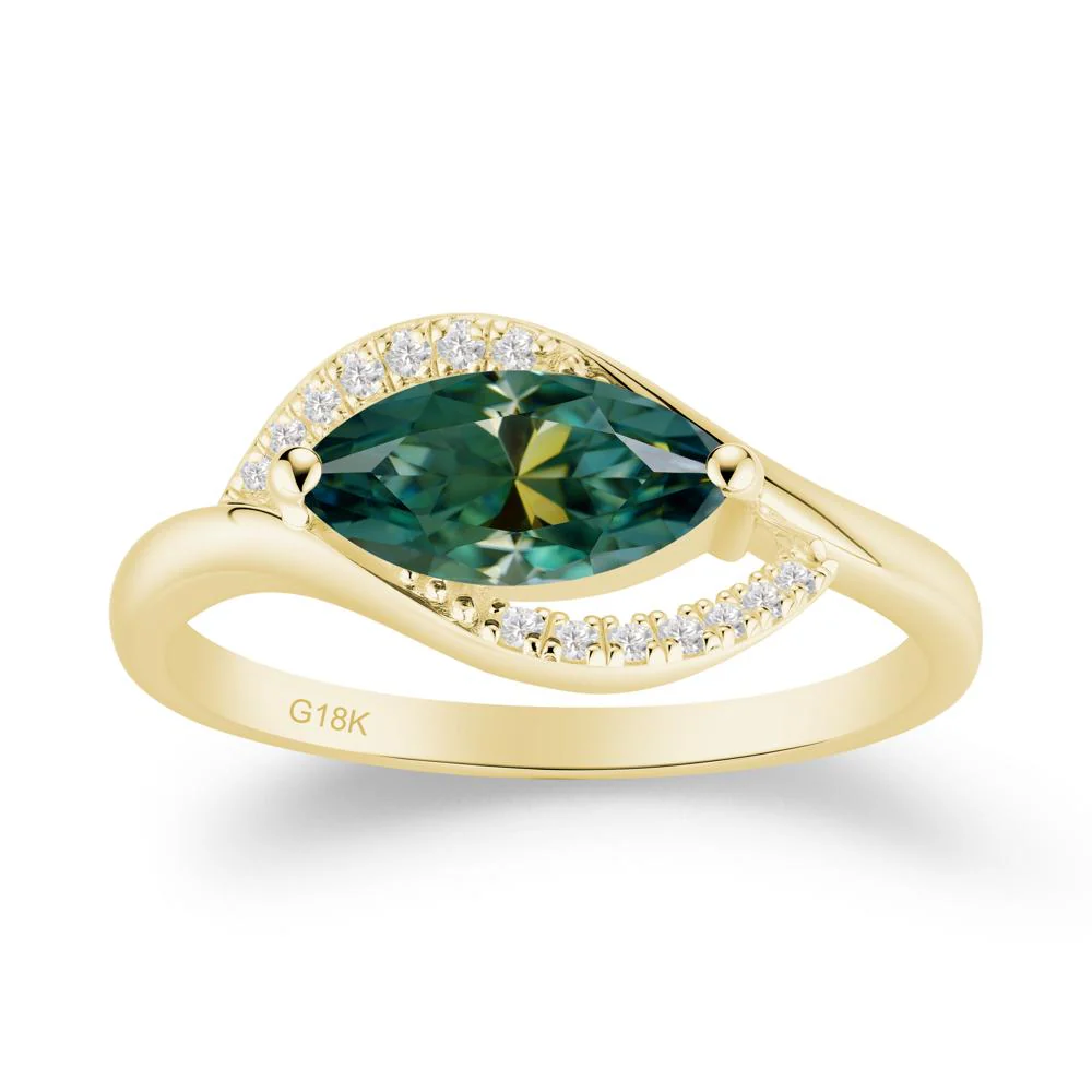 Leaf Green Moissanite Bypass Ring - Image 3