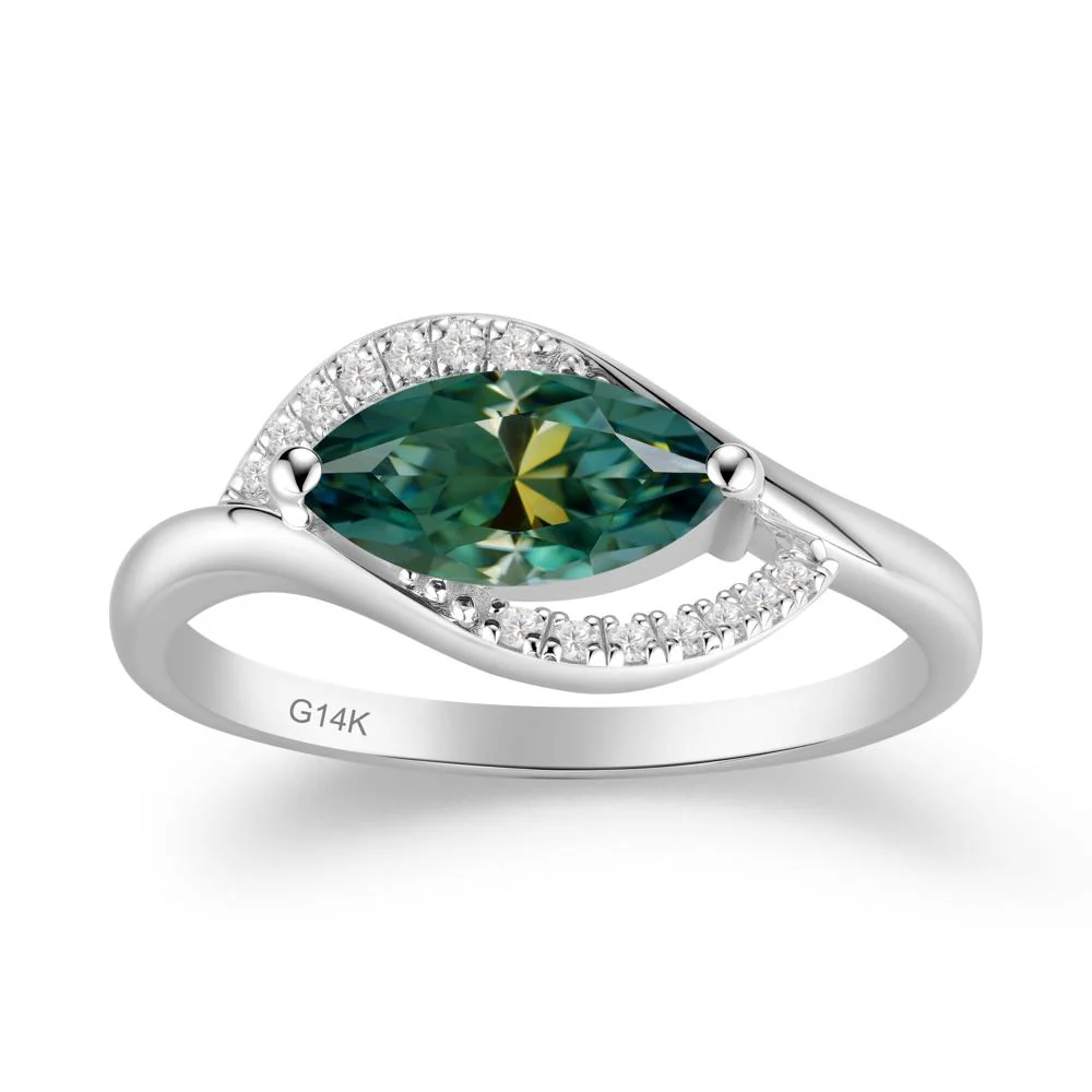 Leaf Green Moissanite Bypass Ring - Image 9