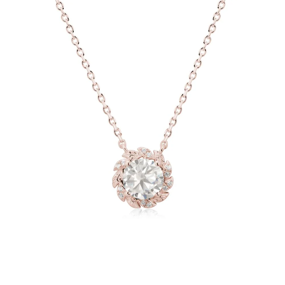 Leaf Halo Cubic Zirconia Pendant Necklace - Image 2