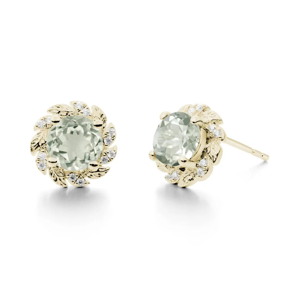 Leaf Halo Green Amethyst Pendant Earrings - Image 8