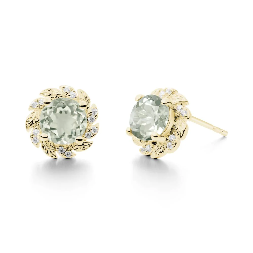 Leaf Halo Green Amethyst Pendant Earrings - Image 9