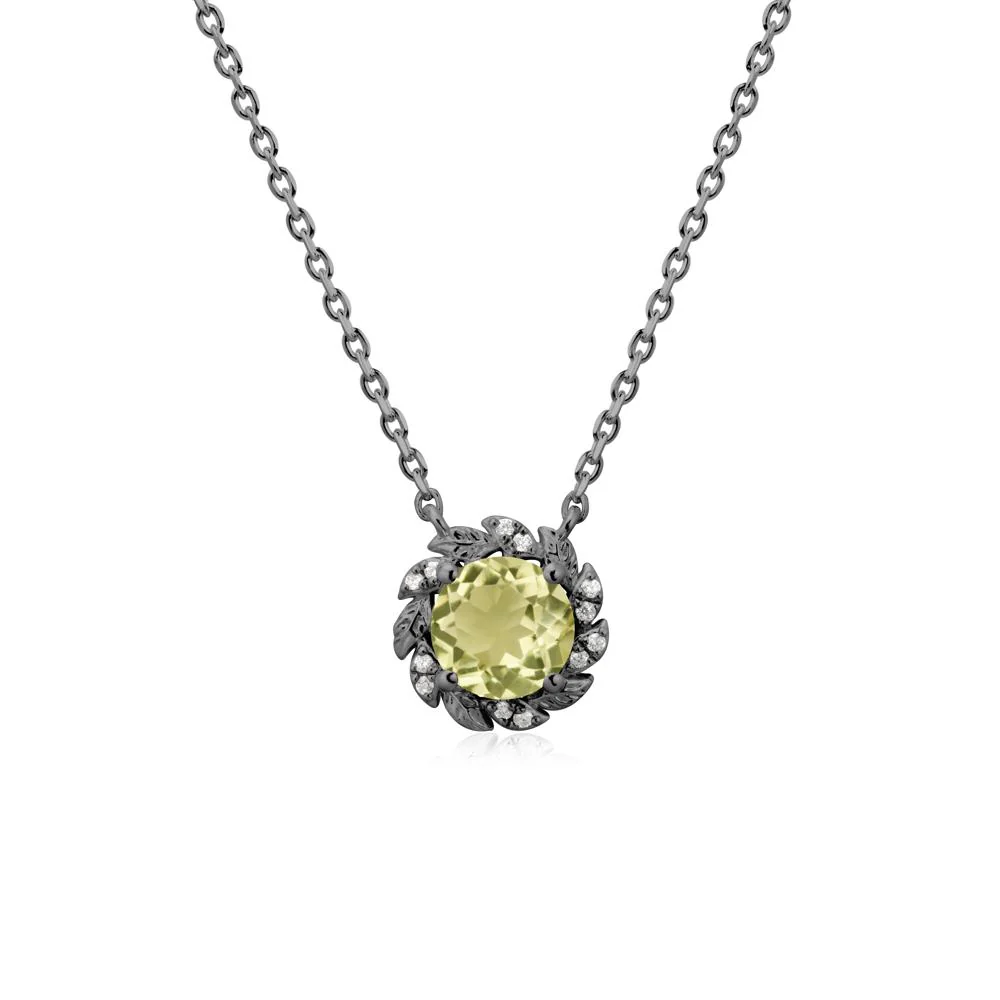 Leaf Halo Lemon Quartz Pendant Necklace - Image 7