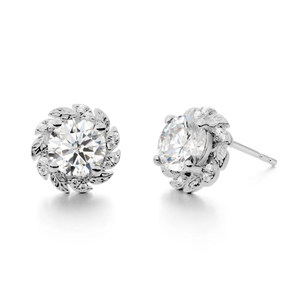 Leaf Halo Moissanite Pendant Earrings - Image 5