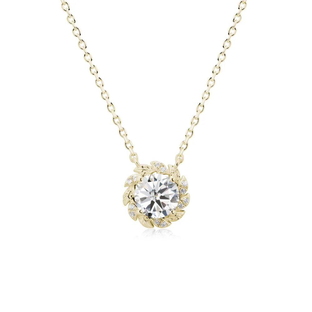 Leaf Halo Moissanite Pendant Necklace - Image 3