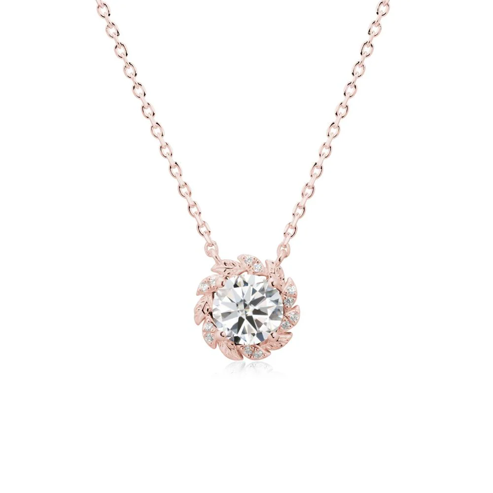 Leaf Halo Moissanite Pendant Necklace - Image 4