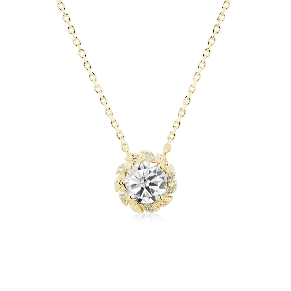 Leaf Halo Moissanite Pendant Necklace - Image 6