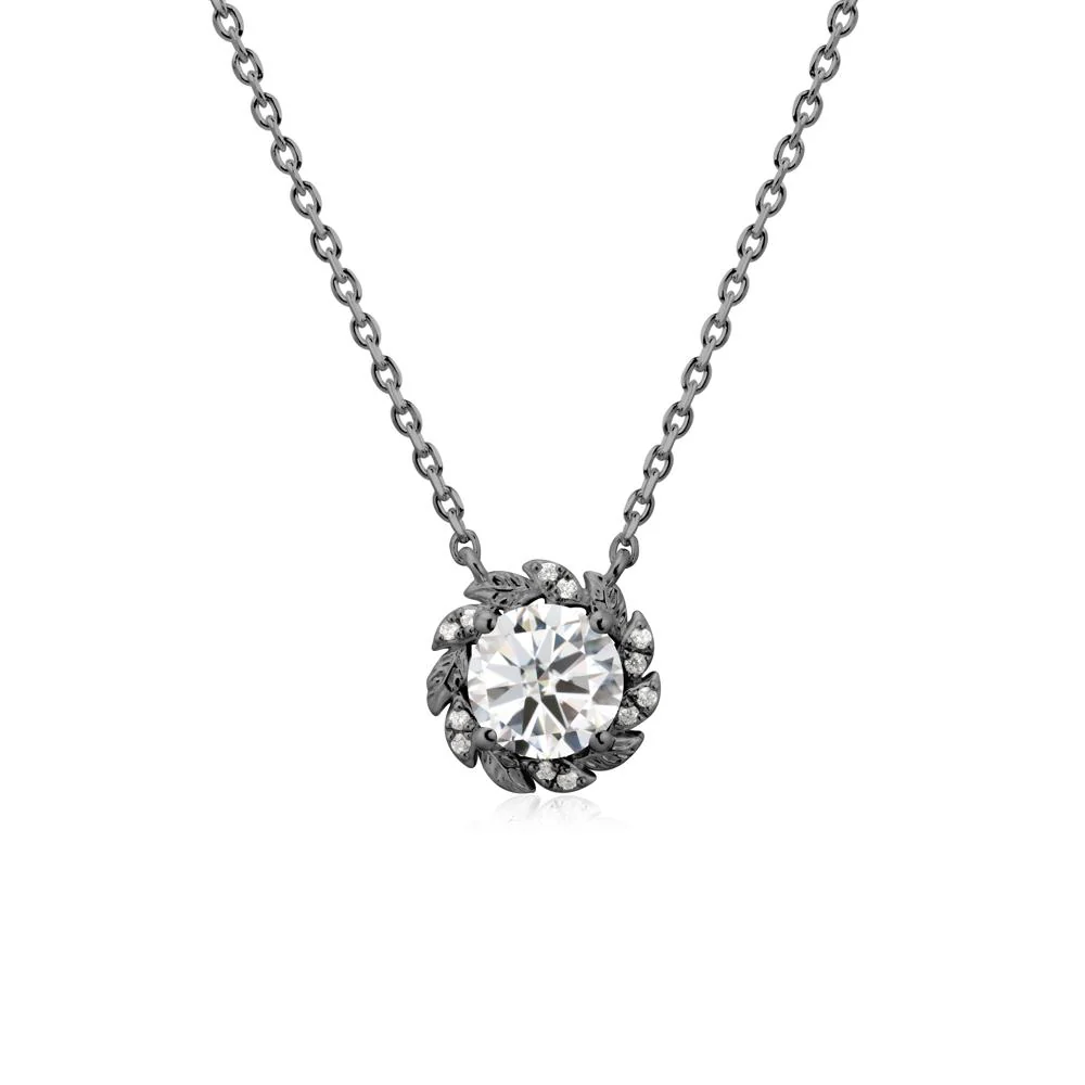 Leaf Halo Moissanite Pendant Necklace - Image 7