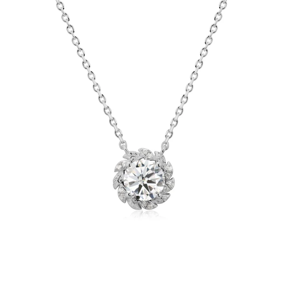 Leaf Halo Moissanite Pendant Necklace - Image 8