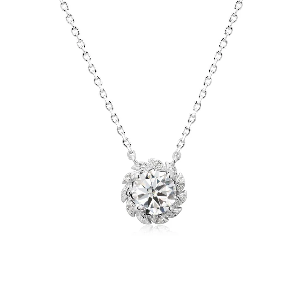 Leaf Halo Moissanite Pendant Necklace - Image 9