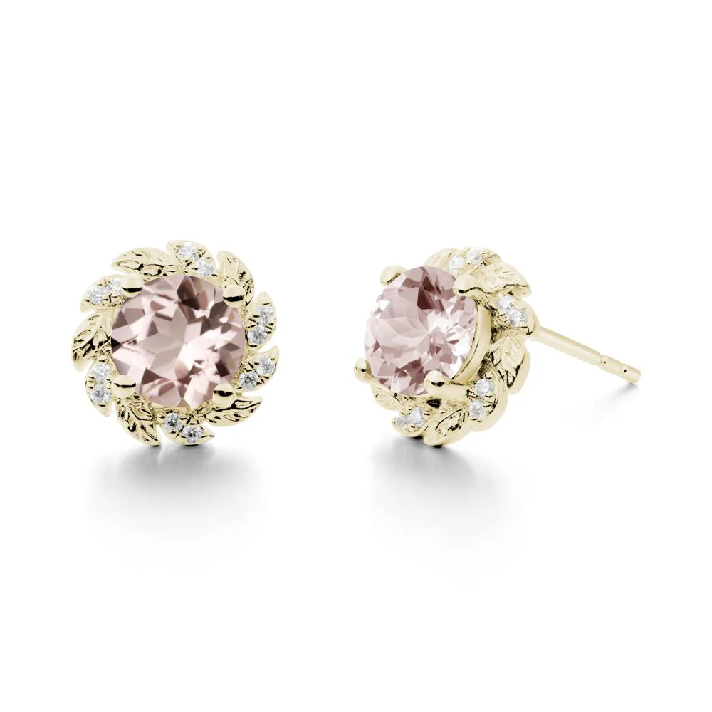 Leaf Halo Morganite Pendant Earrings - Image 4