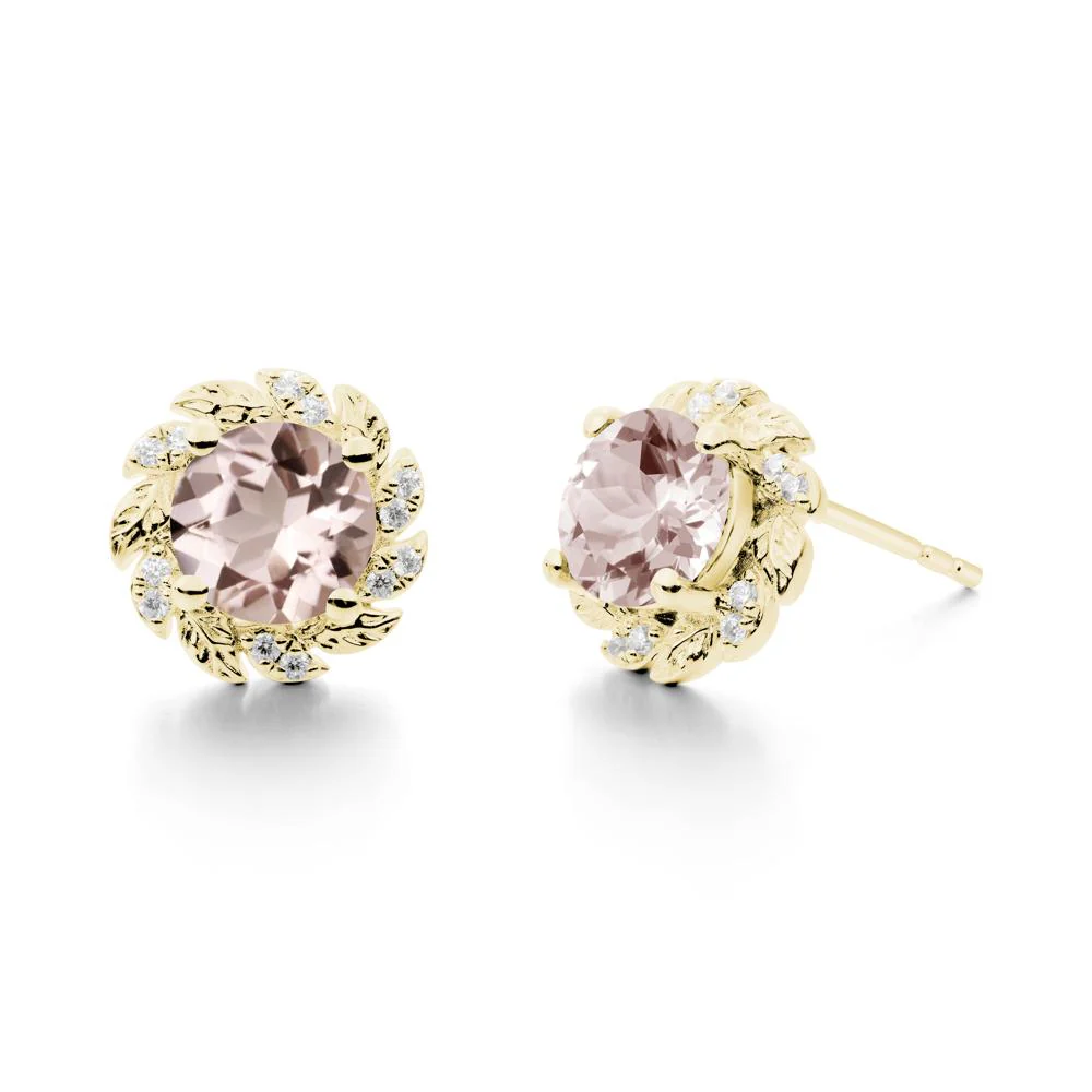 Leaf Halo Morganite Pendant Earrings - Image 6