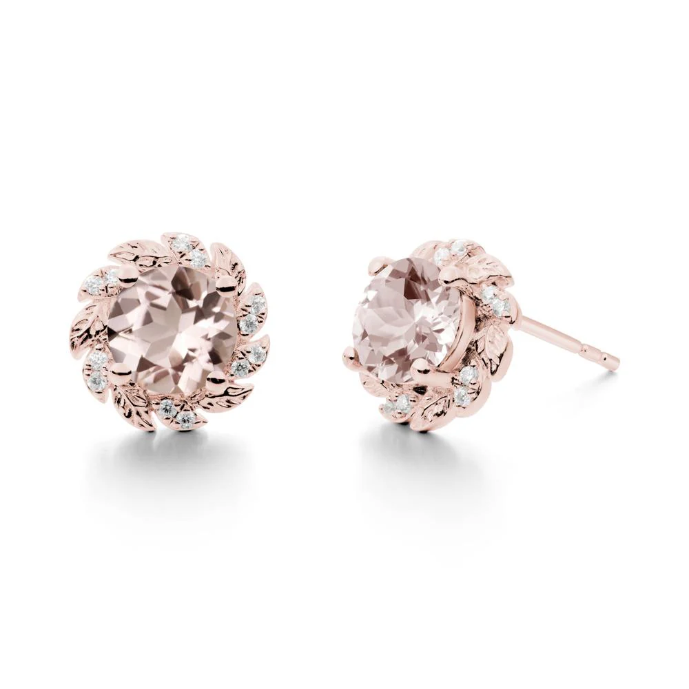 Leaf Halo Morganite Pendant Earrings - Image 8