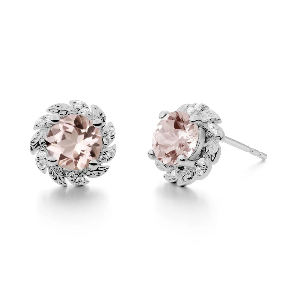 Leaf Halo Morganite Pendant Earrings - Image 9