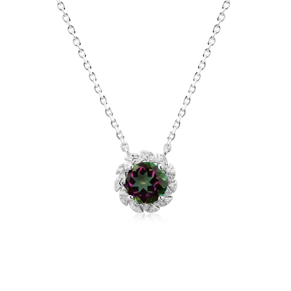 Leaf Halo Mystic Topaz Pendant Necklace - Image 2