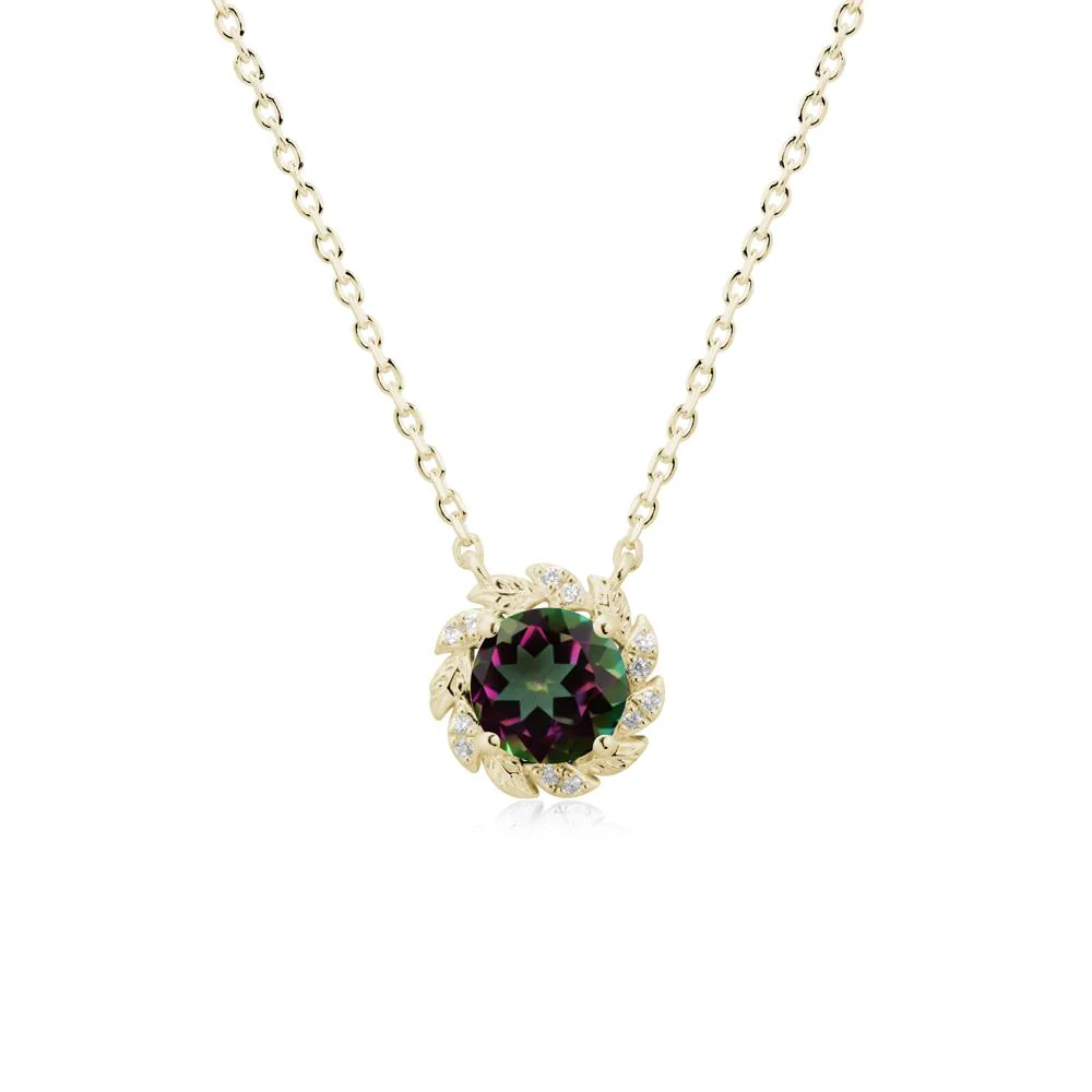 Leaf Halo Mystic Topaz Pendant Necklace - Image 3