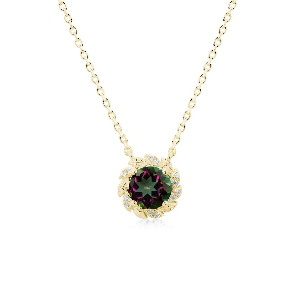 Leaf Halo Mystic Topaz Pendant Necklace - Image 6