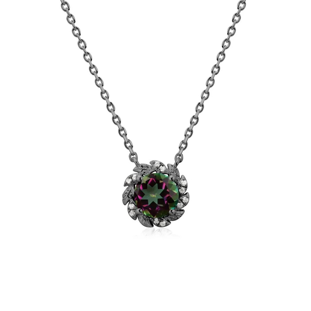 Leaf Halo Mystic Topaz Pendant Necklace - Image 7