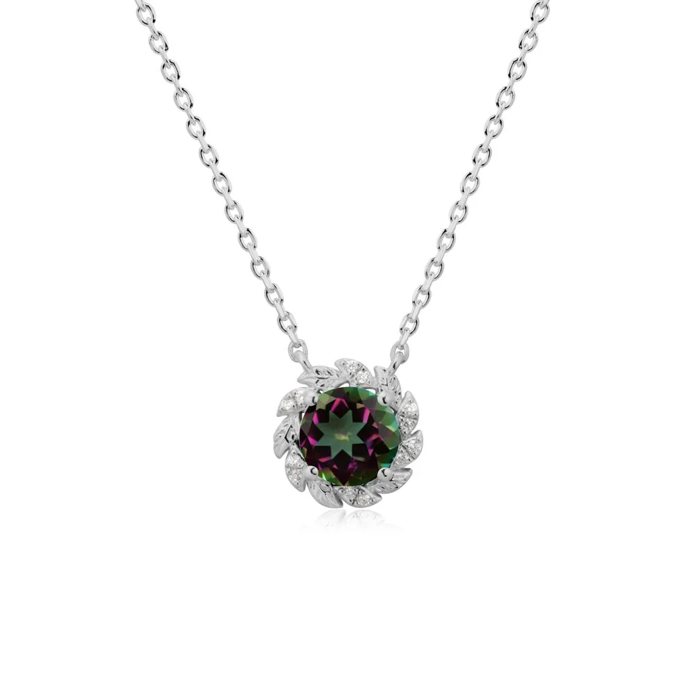 Leaf Halo Mystic Topaz Pendant Necklace - Image 8