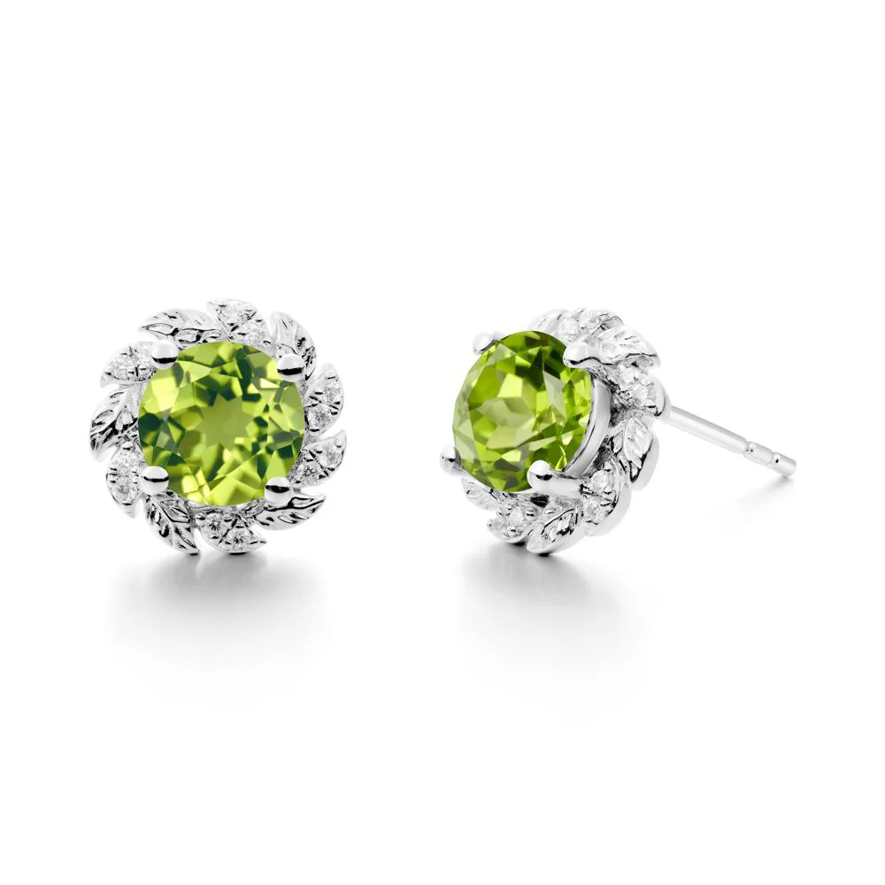 Leaf Halo Peridot Pendant Earrings - Image 6