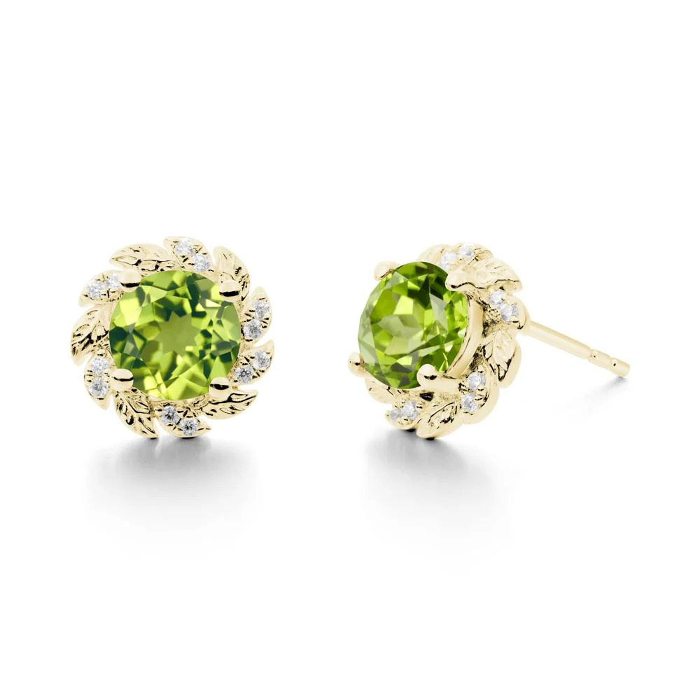 Leaf Halo Peridot Pendant Earrings - Image 8