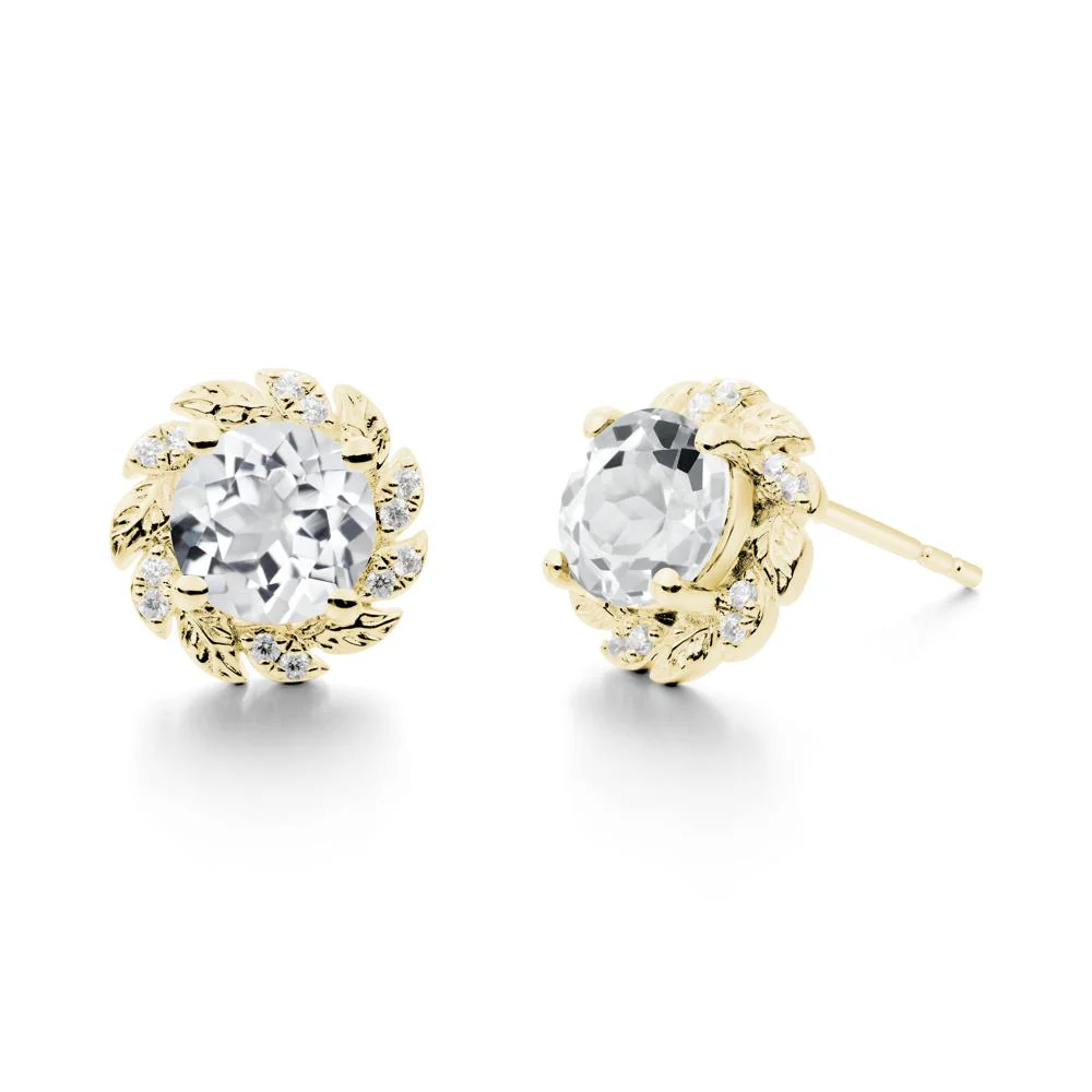 Leaf Halo White Topaz Pendant Earrings - Image 3