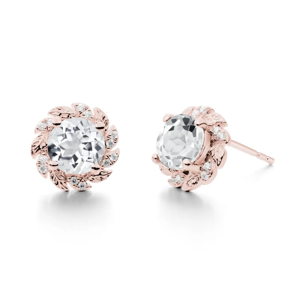 Leaf Halo White Topaz Pendant Earrings - Image 9