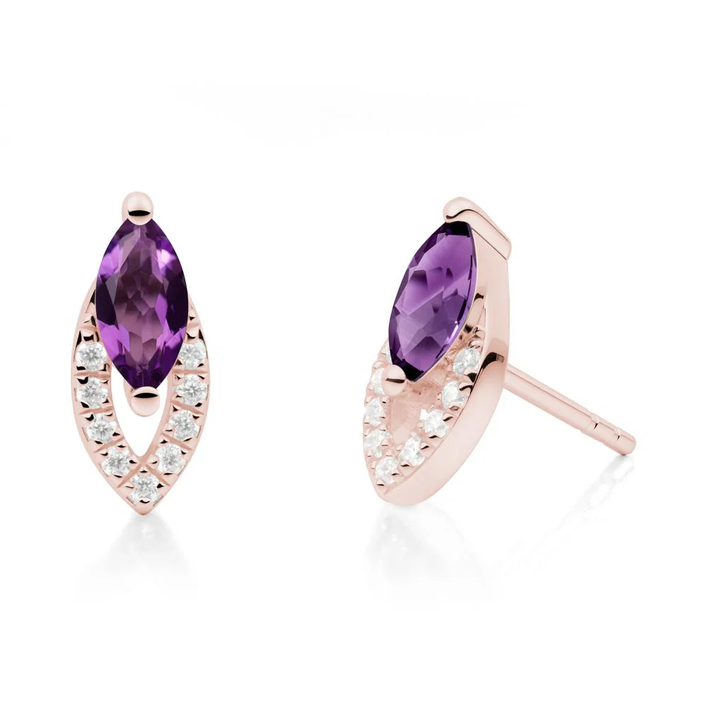 Leaf Inspired Amethyst Stud Earrings - Image 7