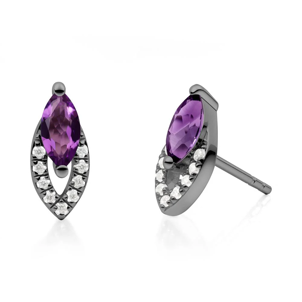 Leaf Inspired Amethyst Stud Earrings - Image 9