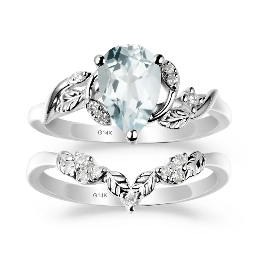 Leaf Inspired Aquamarine Bridal Set - Image 2