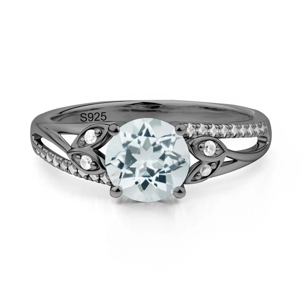 Leaf Inspired Aquamarine Engagement Ring - Image 4