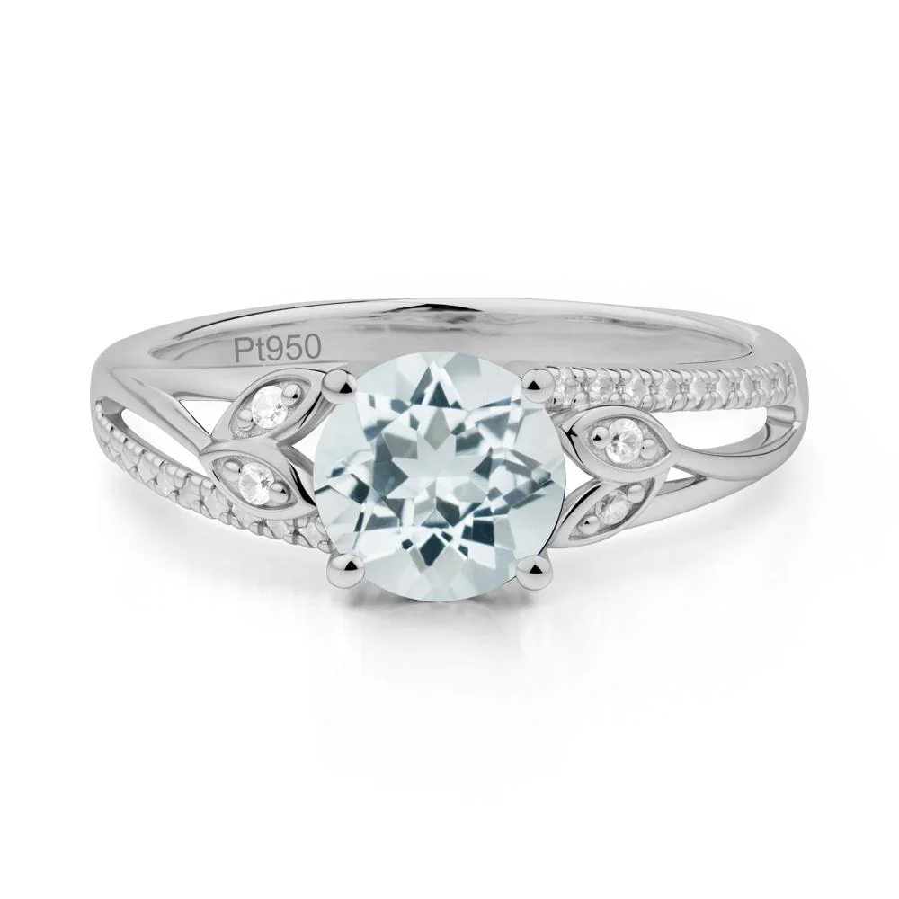 Leaf Inspired Aquamarine Engagement Ring - Image 5