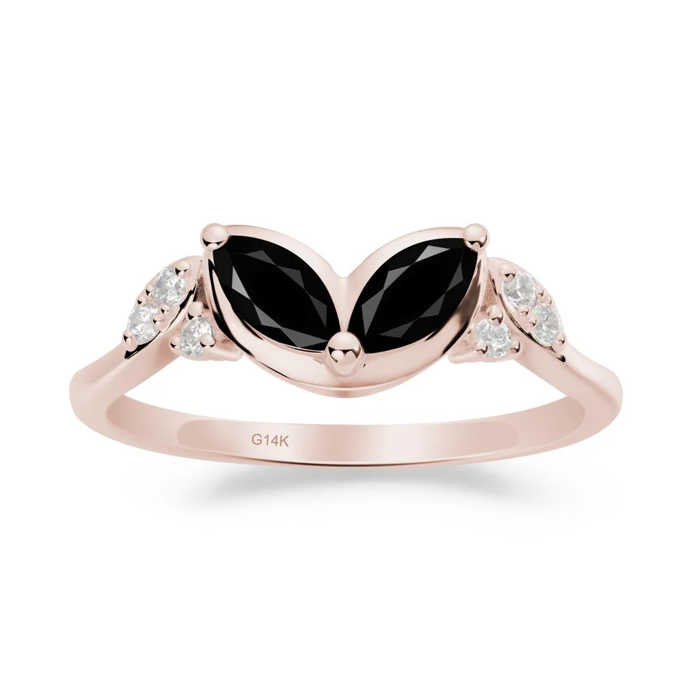 Leaf Inspired Black Spinel Ring
