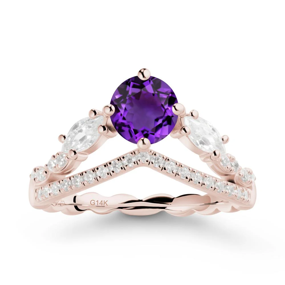 Leaf Inspired Crown Amethyst Ring - Image 2