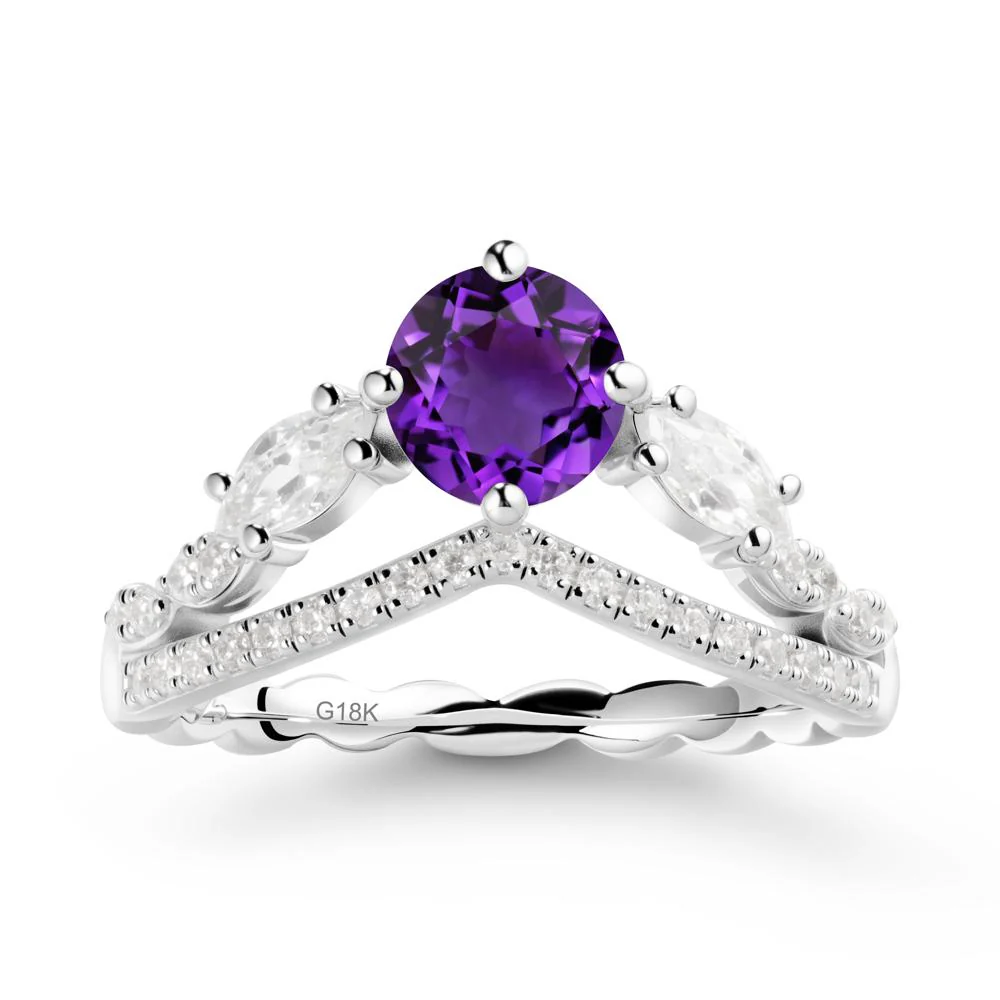 Leaf Inspired Crown Amethyst Ring - Image 5