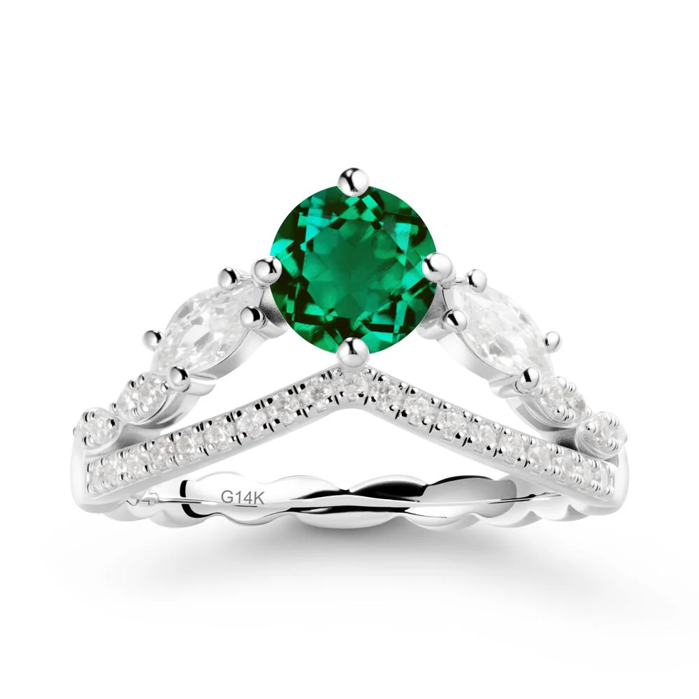 Leaf Inspired Crown Emerald Ring - Image 3