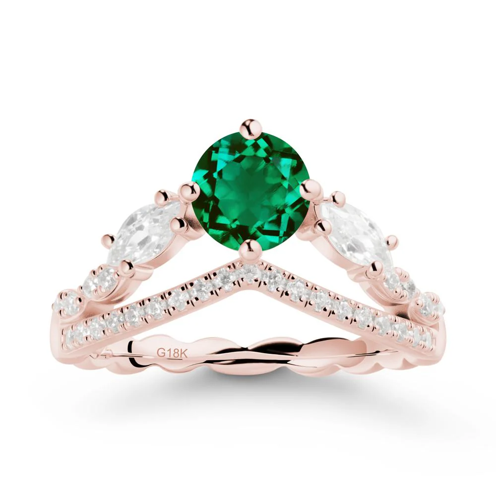 Leaf Inspired Crown Emerald Ring - Image 4