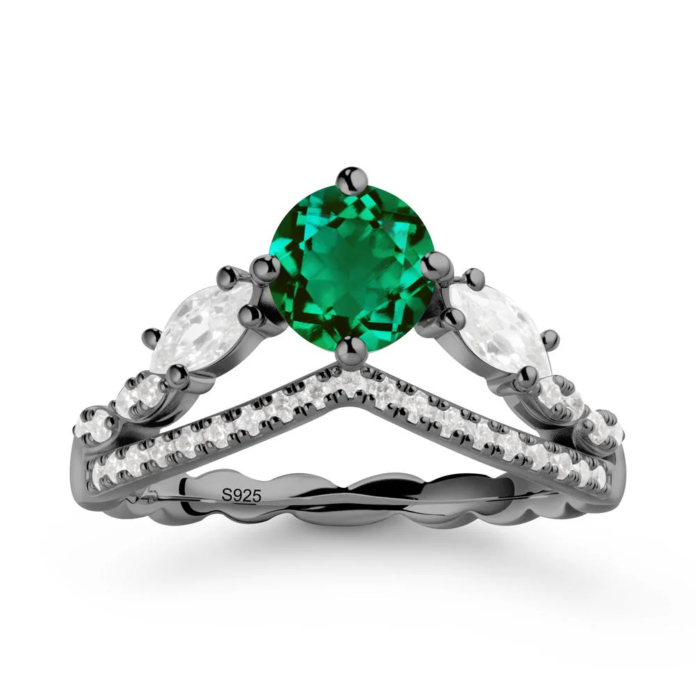 Leaf Inspired Crown Emerald Ring - Image 7