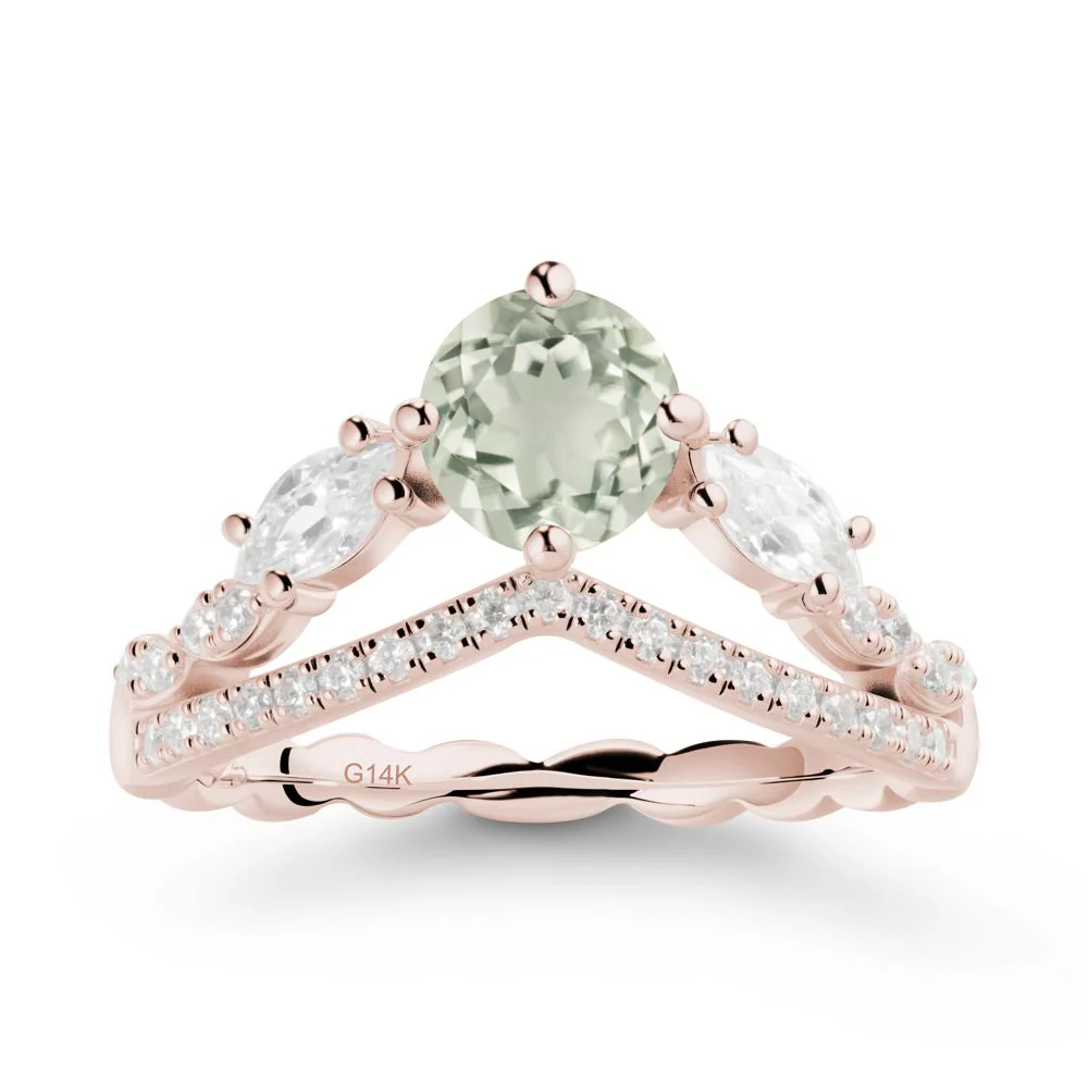 Leaf Inspired Crown Green Amethyst Ring - Image 2