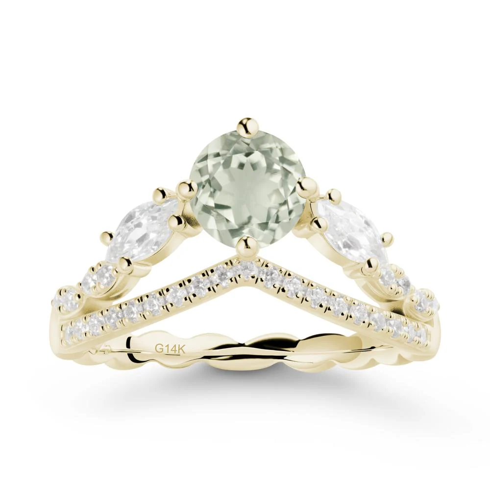 Leaf Inspired Crown Green Amethyst Ring - Image 3
